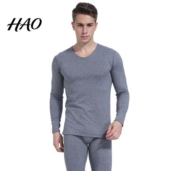 Thermal Suit 2 Pcs/Set Winter Men Underwear Set V Neck Plush Lined Seamless Long Outfit Sleeve Warm Slim Fit High Elastic Cold Weather Pajamas