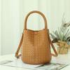 Hand-woven Bucket Bag Genuine Leather Women's Exquisite Fashionable Handbag Single-shoulder Cross-slung Tote