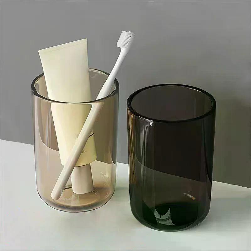1Pcs Couple Solid Color Transparent Mouthwash Cup Large Capacity Nordic Style Toothbrush Cup Transparent Mouthwash Plastic Cup