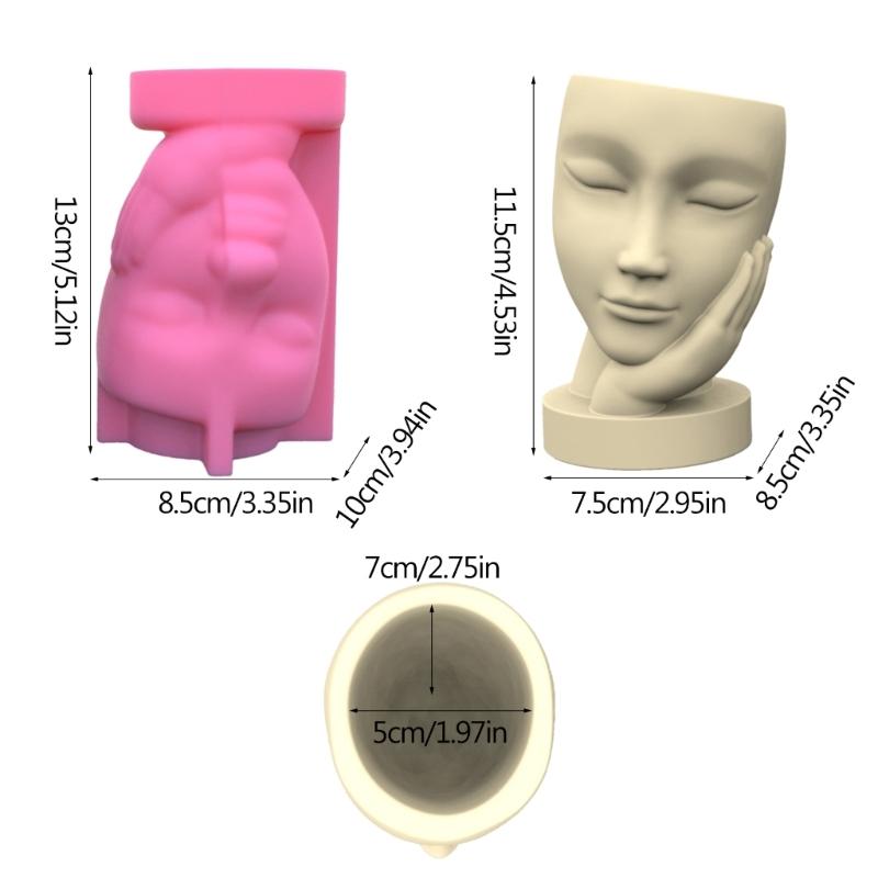 Girl Plant Flower Pot Mould Face Holding Girl Silicone Mold Succulent Planter Epoxy Resin Mold Garden Figurines Outdoor