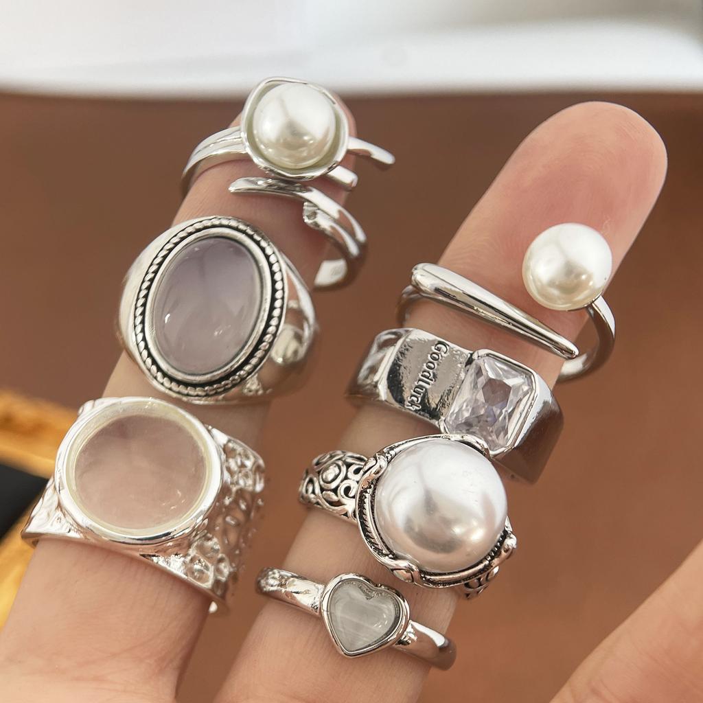 925 Sterling Silver Rings for Women Couple Minimalist Handmade Simple Pearl Heart Ring Party Jewelry Gift Prevent Allergy