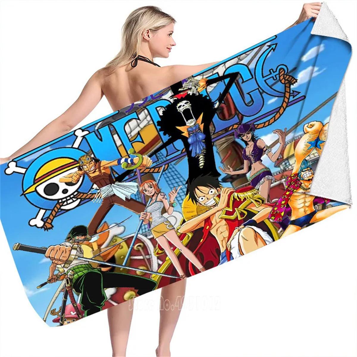 

One Piece Обезьяна D. Пляжное полотенце с Луффи, Эксклюзивная лимитированная серия для фанатов аниме, Банное полотенце на пиратскую тематику для пляжа, бассейна и ванной комнаты W40*H60(CM)