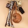 Cute Croissant Keychain Sweet Decorative Pendant Durable PU Leather with Braided Lanyard Ideal Birthday Gift for Teens Kids