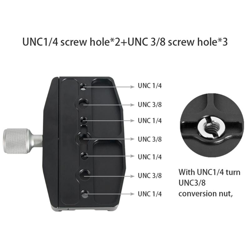 Camera Tripod Mount Adapter Aluminum Alloy 3/8 1/4 Screw Hole Quick Release Plate Clamp Base for DSLR Monopod Ballhead
