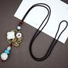 Collana in ceramica intrecciata in stile nazionale retrò, collana da donna, accessori per abbigliamento