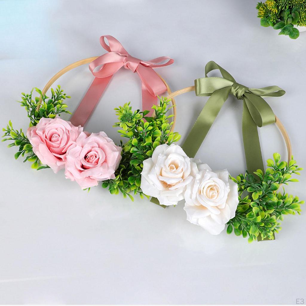 Floral Wreath Minimalist Round Frame Artificial Flower Door for Romantic Atmosphere Suitable