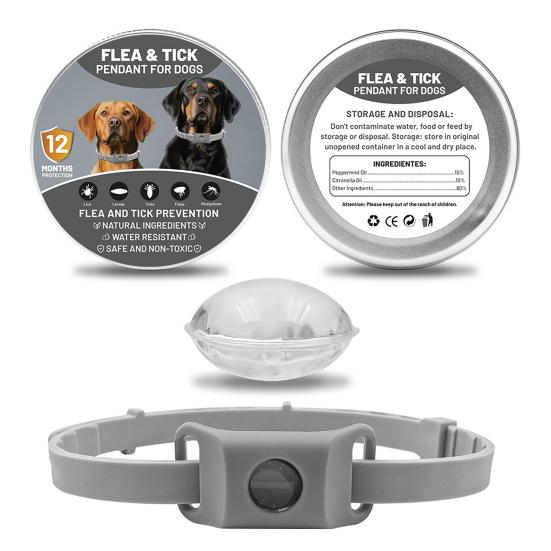 Flea Prevention Tag for Dogs Natural Ingredients Tick Repellent Tag Waterproof Collar Tag with 2 Refills Adjustable for Small Medium And Large Dogs