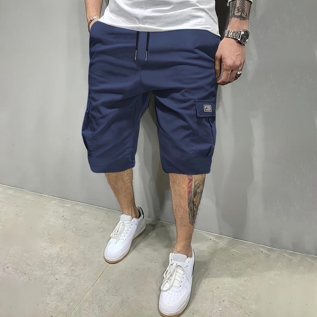 Men's Cargo Shorts Multi Pocket Relaxed Fit Drawstring Waist Casual Knee Length Shorts for Daily Wear