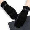 Adult Genuine Leather Gloves Women's Sheepskin and Cashmere Fashionable and Warm Skiing Full Finger and Two Finger Touch Screen Gloves