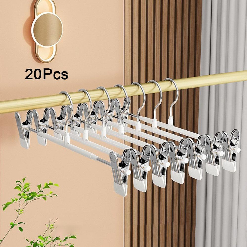 20Pcs Anti-slip Pant Hangers Stainless Steel Pants Clamp Closets Storage Organizer  Living Room