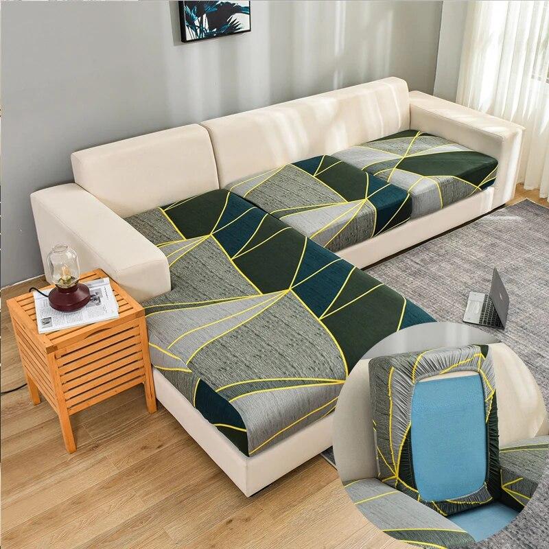1Pc Geometric Printed Elastic Sofa Seat Cover Sofa Slipcovers  Soft Stretch Protector For Pets Shaped Sofa  Chaselong Covers