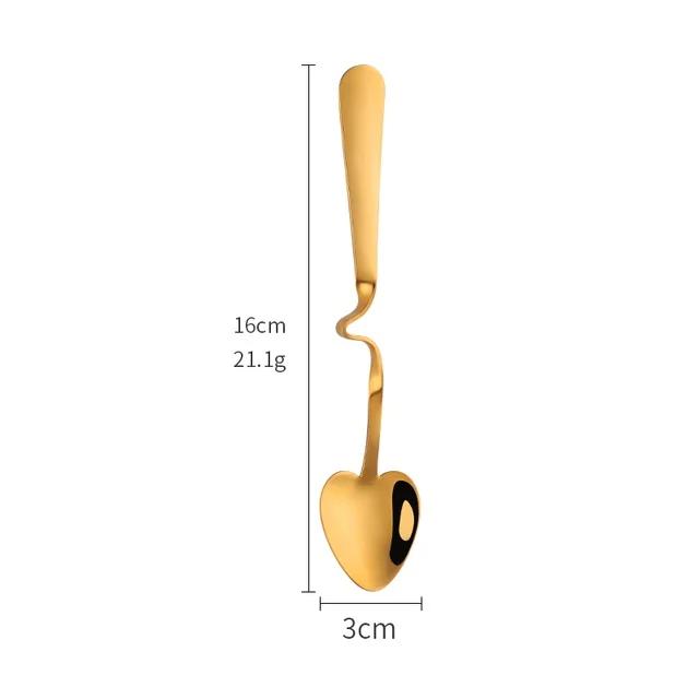 

Hanging Cup Coffee Spoon Heart Shape Stainless Steel Scoop Silver Sugar Dessert Spoons Gold Stirring Tea-spoon Snack Juice Tools V-Gold