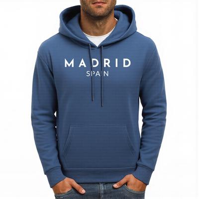Madrio Spanien Briefdruck Herren Hoodie Herbst Lässiger Kapuzenpullover All-Match Fleece Unisex Kapuzenpullover Locker Bequem Herren Streetwear