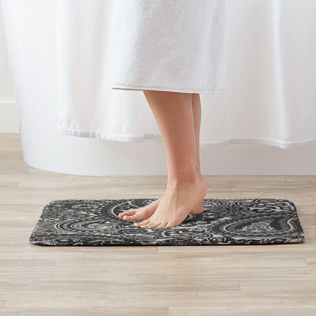 1PC Paisley motif Pattern Kitchen Rug Non-Slip Door Mat Pop design Bathroom Rug Bath Mat Carpet for Home Sink Laundry Decor