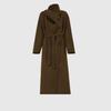 Bronze Coffee Cashmere Merino Wool Double-Sided Mid-Length Coat with Loose Lapel