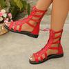 Fashion Women Sandals 2025 New Fashion Summer Sandals Hollow Round Head Cross Strap Shoes Women Casual Flat Shoes Sandalias De Mujer