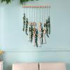 Bohemian Artificial Plants Hanging Tapestry, Handmade Tapestry with Wooden Beads Chips, Living Room Bedroom Wall Art Decoration