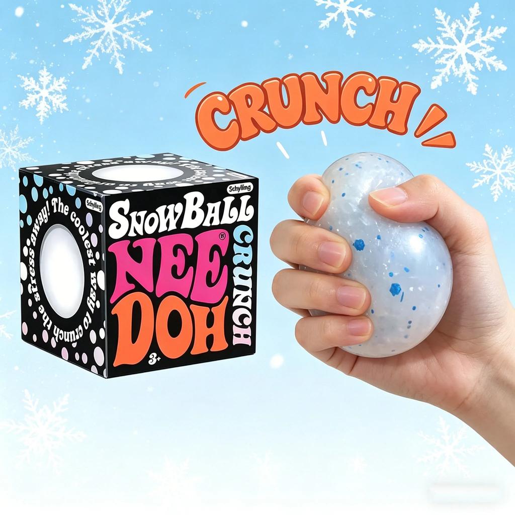 2026 New Style Schylling Snow Ball Crunch NeeDoh Squishy Fidget Toy White Crunch Snow Ball Crunch Stress Relief Toy
