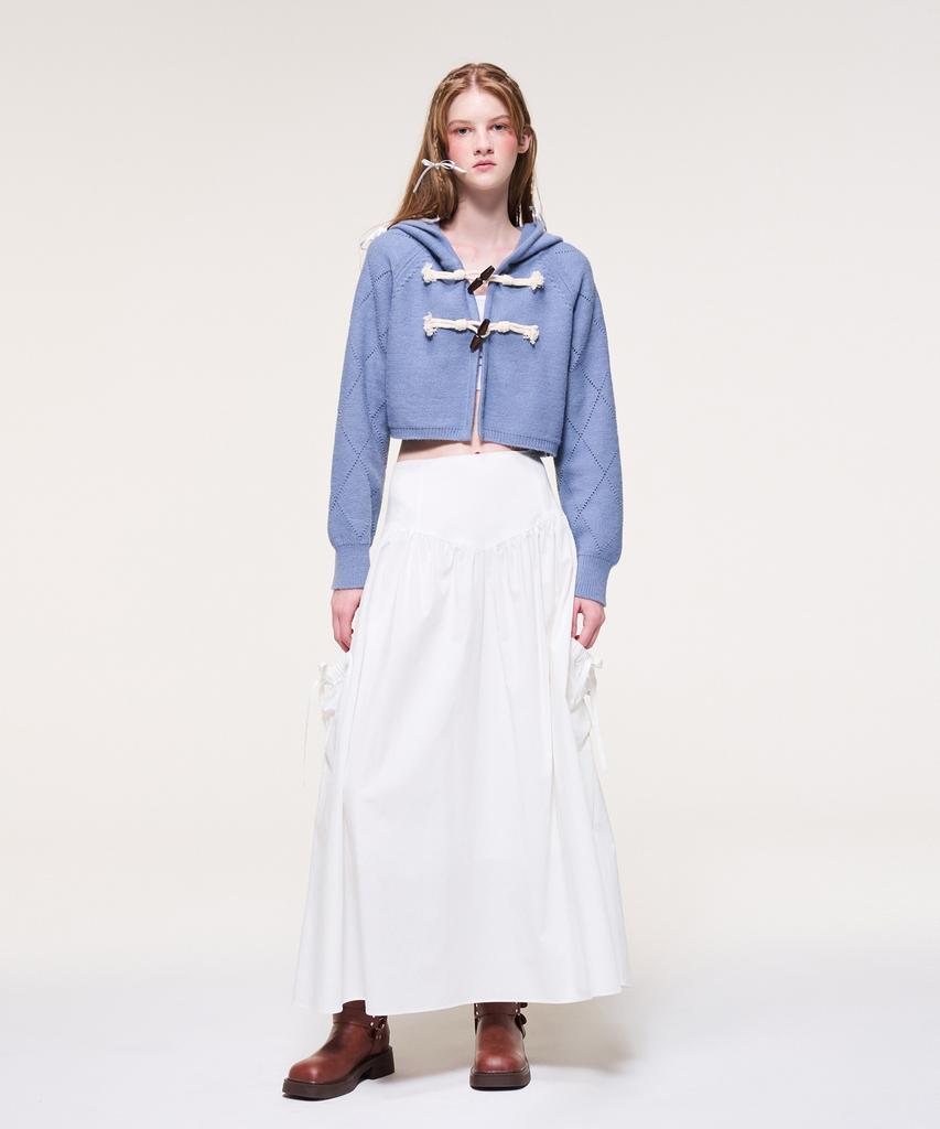 Etmont Shirring Pocket Long Skirt, Ivory