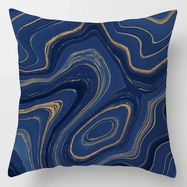 Glitter Marble Agate Cushion Cover Blue Geometry Flower Polyester Throw Pillow Case Car Sofa Decorative Pillowcases Home Decor
