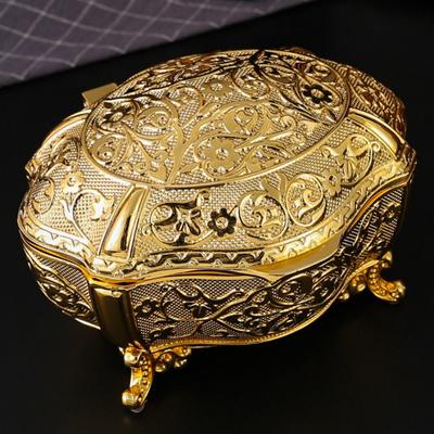 Ellipsoid Necklace Storage Box European Style Golden Jewelry Organizer Alloy Earrings Case Ring Storage Jar Dresser Display