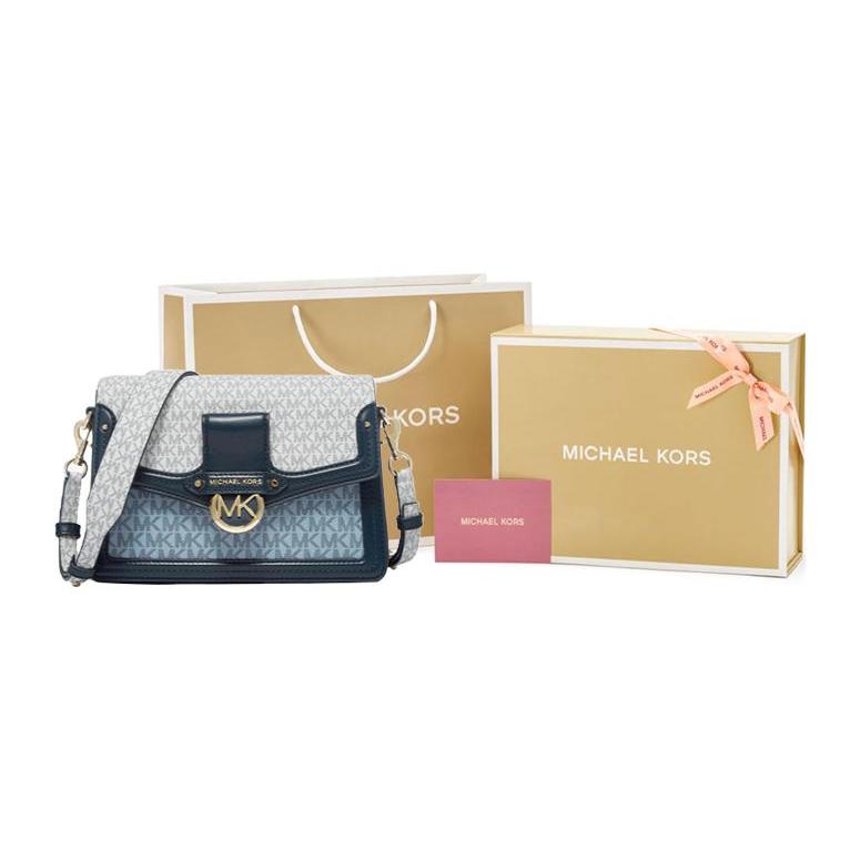 New MICHAEL KORS Jessie Artificial Leather Envelope Bag, Crossbody Bag, Shoulder Bag Women's Light Blue/Marine Blue/White 30S0GI6L2V-436