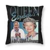 Hrh Königin Elisabeth II Vintage Kissenbezug Druck Polyester Kissenhülle Dekorative Kissenhülle Wohnzimmer Reißverschluss 40X40