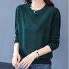Women's Thin Crew Neck Knit Sweater Spring and Autumn Loose Solid Color Knit Pullover Top