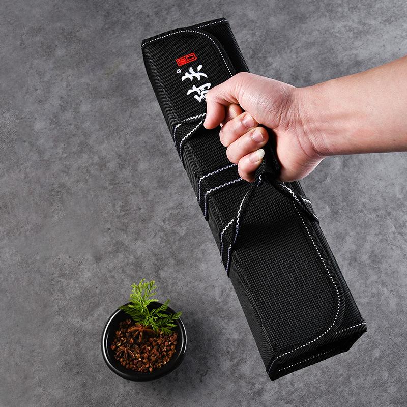 Chef Knife Bag Cleaver Knives Black Canvas Roll Bags Scabbard Portable Storage Carry Organizer Kitchen Tools Knives Holder