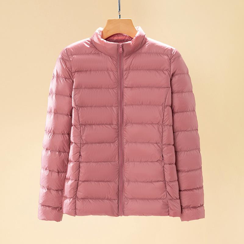 New light and thin stand-up collar down jacket women's short light and large size slim white duck down autumn and winter jacket
