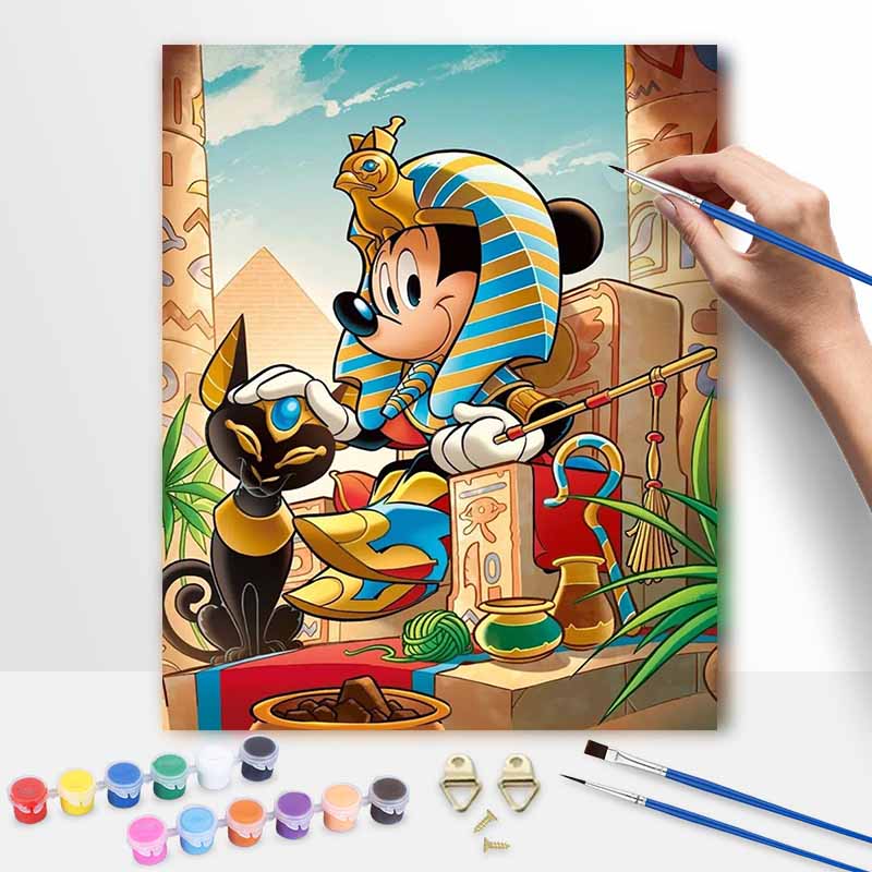 Disney Digital Oil Painting Egyptian Mickey Mouse Pharaoh Art Handmade Diy Gift Home Decoration