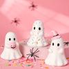 Cute Pink Ghost Halloween Decoration Piece - Creative Home Decor, Tabletop Item for Holiday Parties, Small Figurine, Resin Craftsmanship