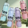 1PC Nanas Girl Heart Letter 750ml Color Plastic Sports Water Bottle Leakproof Flip Straw Lid Suitable for Sports Office Home Use