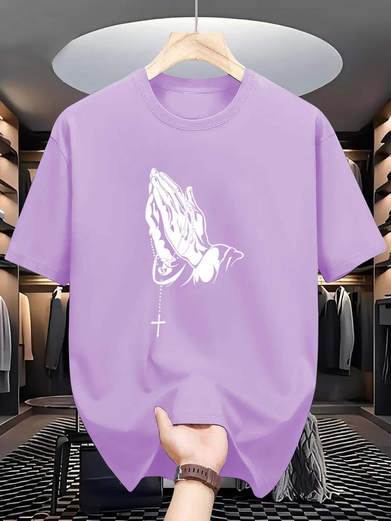 Men'S Casual Short Sleeve T-shirt,   Composition, Crew Neck, Slight Stretch, Summer Fashionable Tee