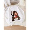 Kids Girls Crewneck Sweatshirt, Leopard Print Letter A With Cute Braided Little Girl Cartoon Print Soft Fleece Pullover