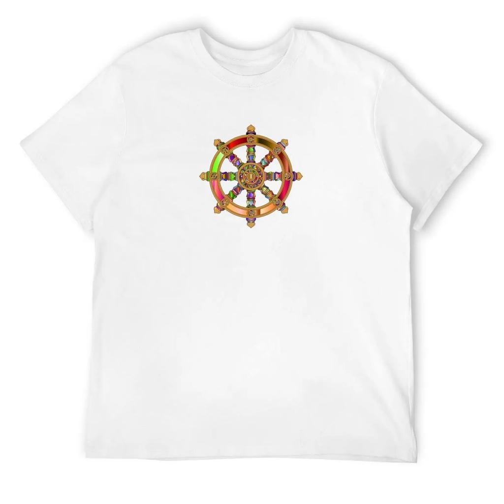 Buddhist Dharma Wheel Prismatic T-Shirt Tees Cute Tops Mens T Shirt Graphic