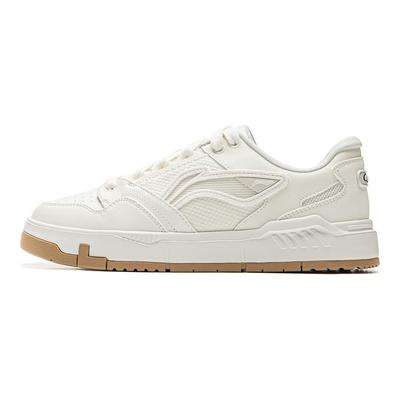 Li Ning Common 80s Comfortable Classic Durable Breathable Non-Slip Low-Top Skate Shoes Women Sneaker Champagne-White AGCV052-1