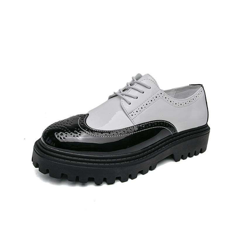 Studio kleine weiße Lederschuhe Britischer Stil Anzug dicke Sohle innere Absatzhöhung Muffin-Schuhe