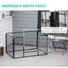 Small Dog Playpen, Indoor and Outdoor, Pet Fence with 6-Piece Steel and Metal Mesh, 125x80x70 cm, Black
