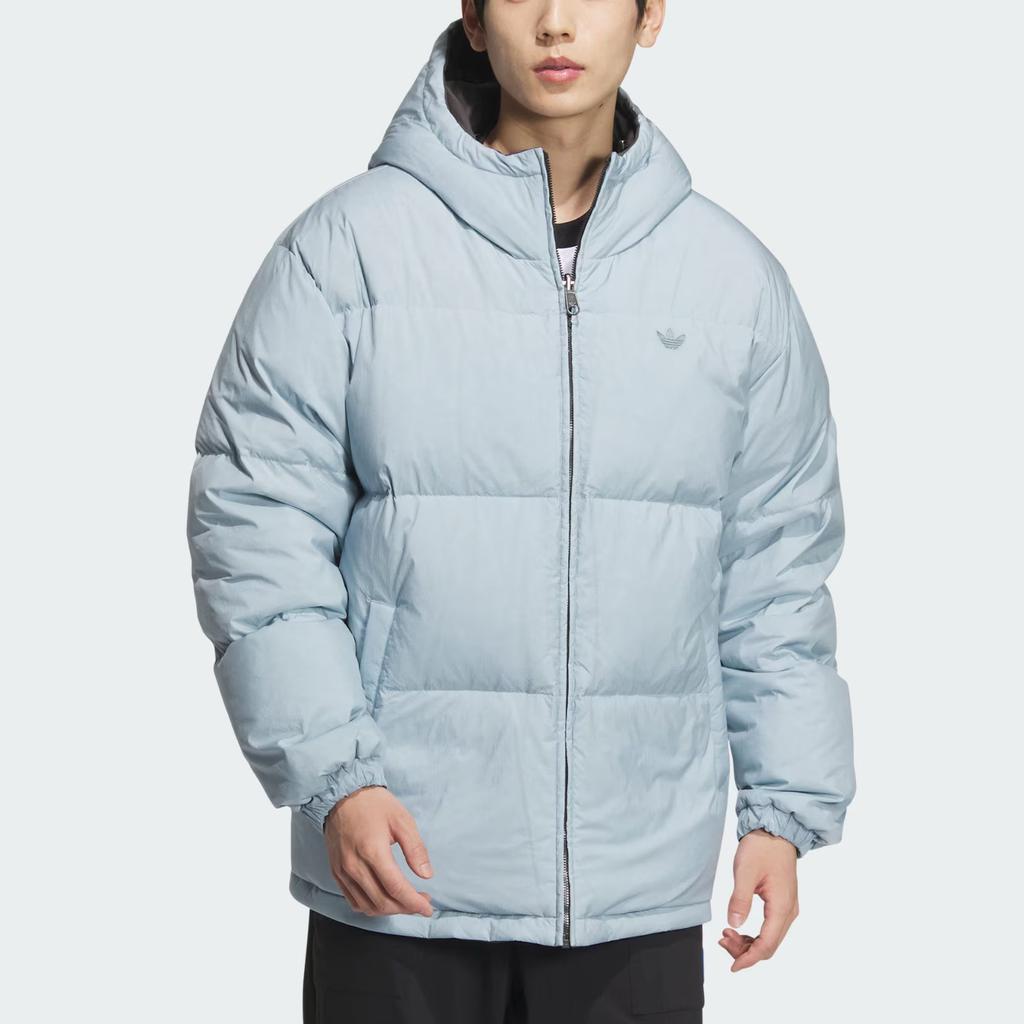 Adidas Originals FW24 Puff Down Jacket Series Warm Reversible Sports Loose Hooded Duck Down Cotton Coat Men Jackets Dark-Gray JD3751