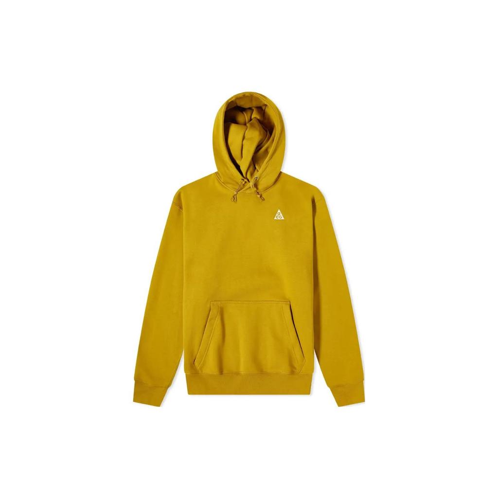 Nike ACG Solid Color Logo Print Hoodie With Drawstring Long Sleeves Men Sweatshirt Yellow CW4490-386