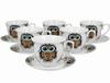 Set of 6 Ethno Owl Cups and Saucers