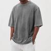 2025 Men's Distressed Washed Fried Color Solid Pullover T-Shirt, Spring/Summer Collection