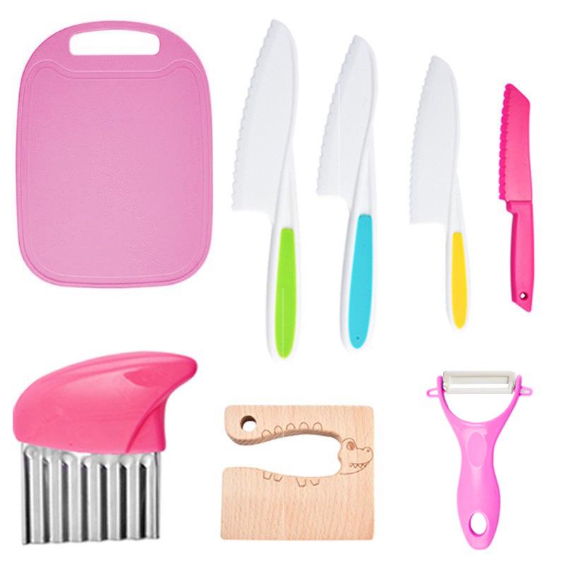 46-Piece Children's Safe Kitchen Set: Plastic Fruit & Vegetable Knives with Embossing Molds and Baby Food Tools. Multiple Styles Available.