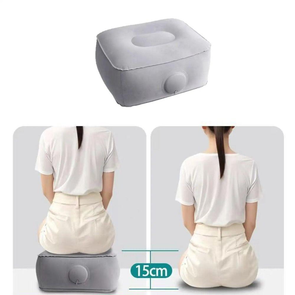 Plush Fabric Inflatable Booster Seat Foldable Travel Press Leg Stool Air Seat Cushion Home Use