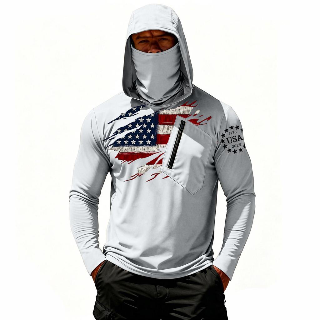 Camiseta Casual con Capucha de Manga Larga para Hombre con Protección Solar