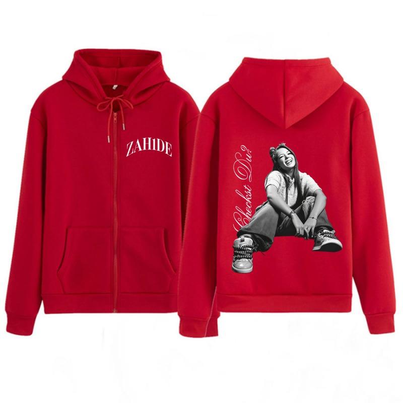 Cantante Zahide Tour 2026 Merch Grafica Felpe con Zip Uomo Donna Moda Inverno Hip-hop Larghe Casual Vintage Felpe con Zip