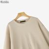 ZANZEA Women Casual Irregular Hem Loose Autumn Long Sleeve Sweatshirt