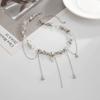 Salircon Exquisite Love Heart Tassel Pendant for Women Trendy Irregular Metal Beaded Clavicle Chain Wedding Bride Jewelry Gift