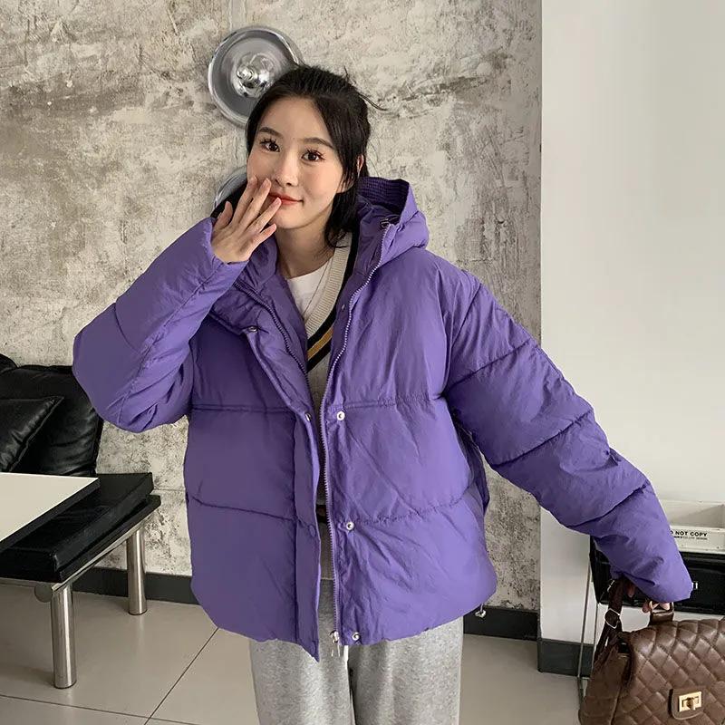 

Женские зимние толстые теплые парки с капюшоном, пуховики, повседневное короткое пальто, женская верхняя одежда XXS фиолетовый